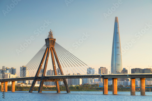 Lotte World Tower and Olympic Bridge, Seoul, South Korea photo