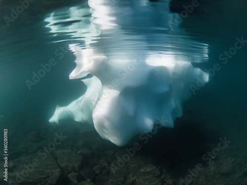 Underwater scenery in mountain lake Naret / Switzerland / Europe with iceberg photo