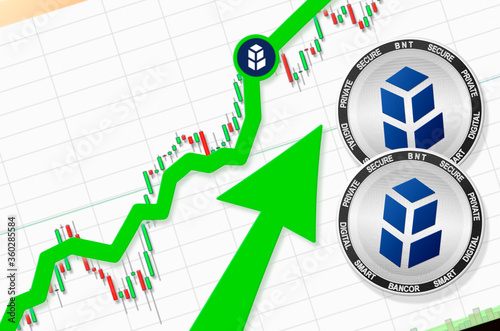 Bancor going up; Bancor BNT cryptocurrency price up; flying rate up success growth price chart (place for text, price) 