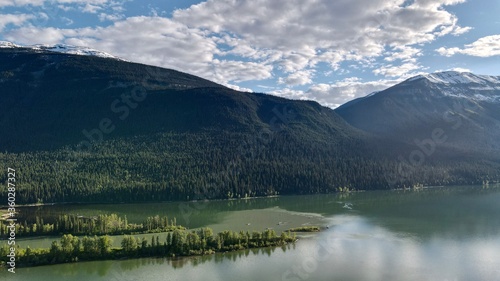 lake and mountains with beautiful blue sky