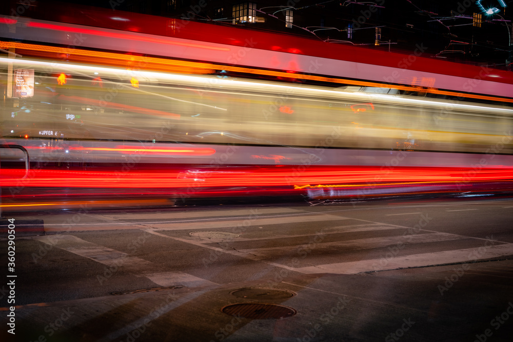 Low shutter view of downtown Toronto at night