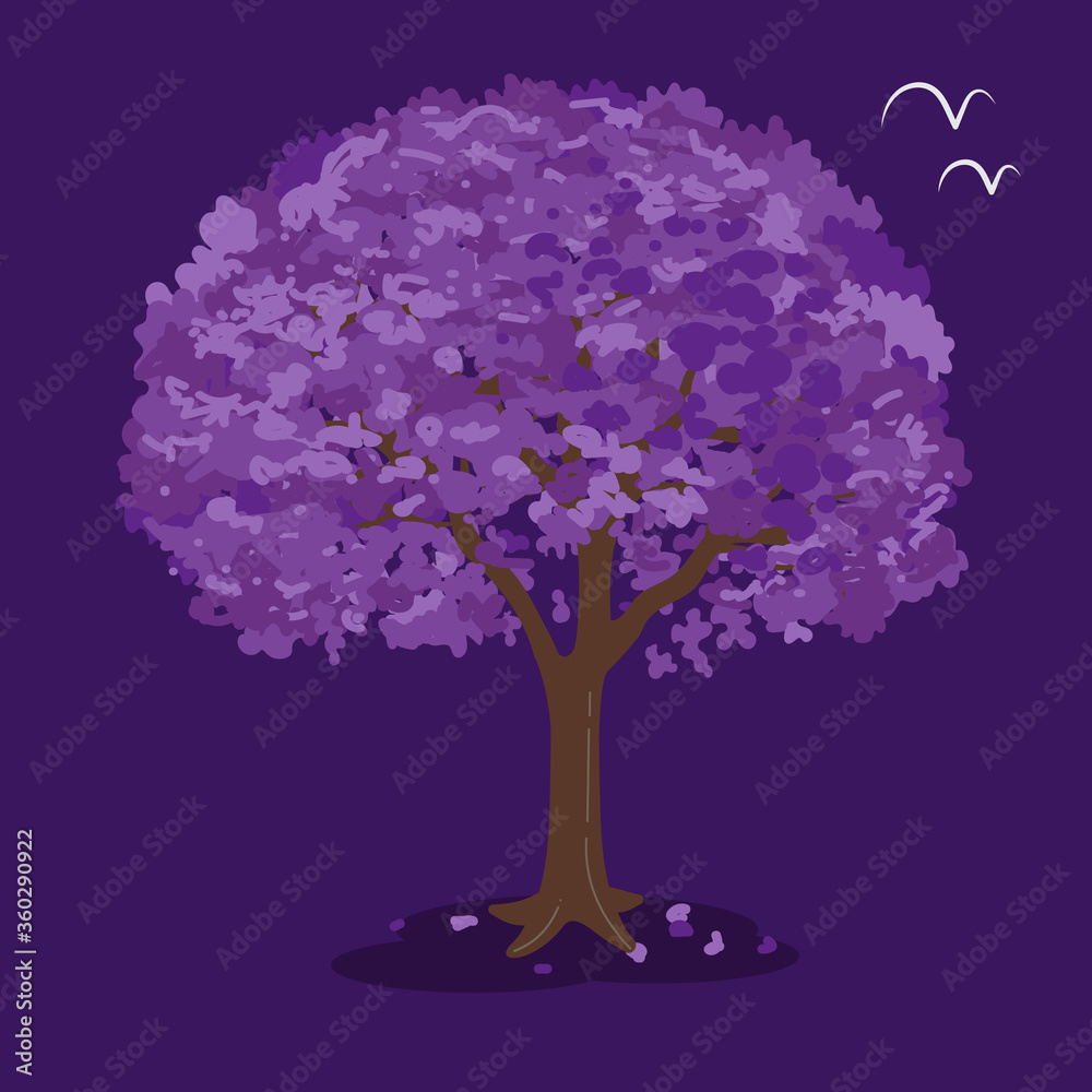 Jacaranda Tree on a Dark Purple Background