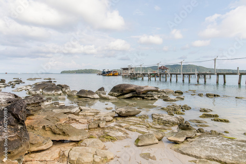 old pier  Saracen bay beach  Koh Rong Samloem island  Sihanoukville  Cambodia.