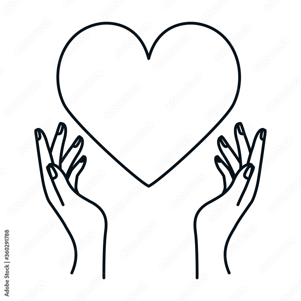 Obraz premium Heart with open hands design of love passion and romantic theme Vector illustration