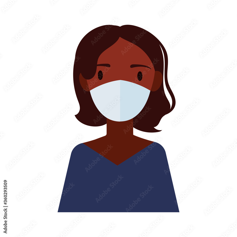 afro woman wearing medical mask flat style afro woman wearing medical mask flat style