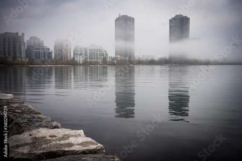 Humber Bay in a misty day in Ontario