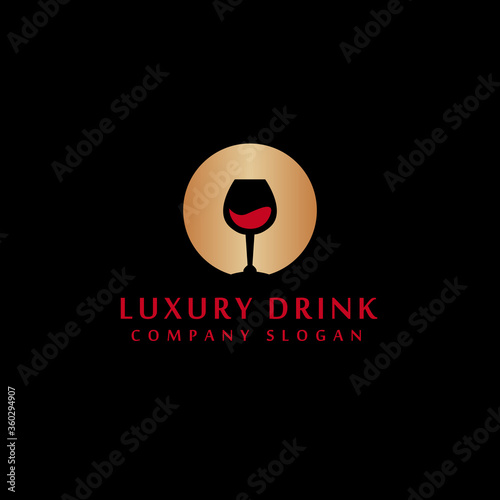 luxury Wineglass Goblet Wine Drink silhouette logo design inspiration