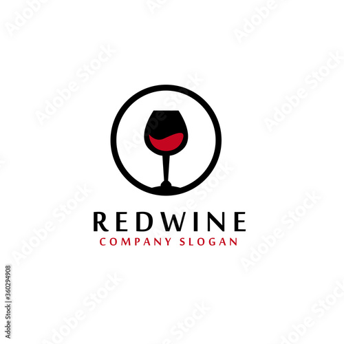 Wineglass with circle Goblet Wine Drink silhouette logo design inspiration