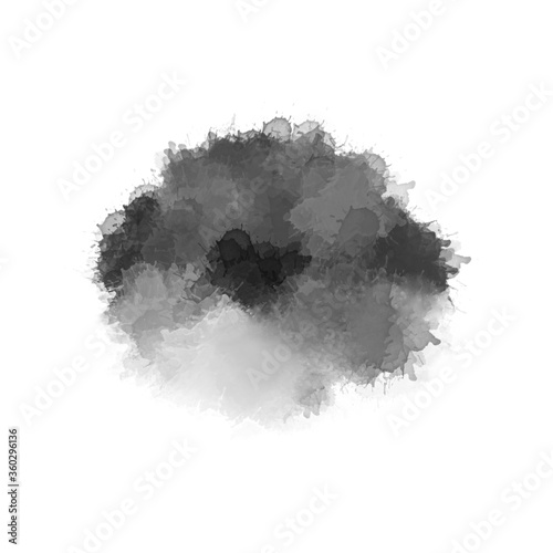 Modern painting in gray and black colors. Monochrome paint smears isolated on white background. Abstract watercolor pattern. Contemporary art