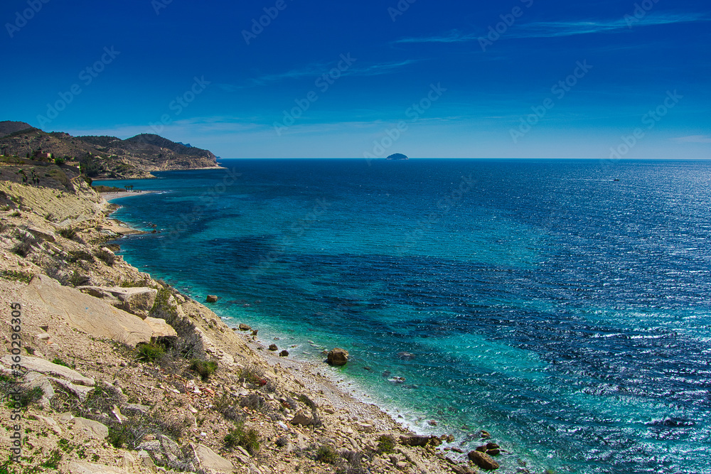 Villajoyosa (Alicante)  , Cliff near Benidorm and island