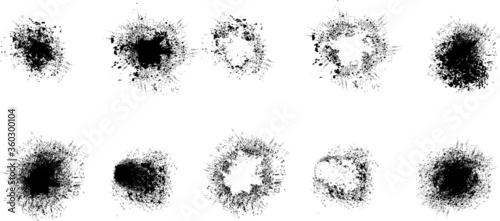 Grunge Paint stripe . Vector brush Stroke . Distressed banner . Black isolated paintbrush collection . Modern Textured shape . Dry border in Black . 