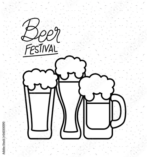 Beer glasses design, Festival day pub alcohol bar and drink theme Vector illustration