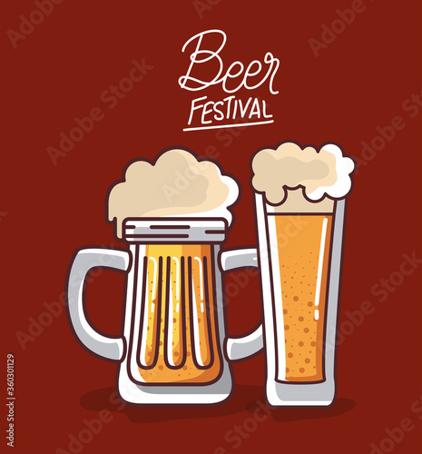 Beer glasses design, Festival day pub alcohol bar and drink theme Vector illustration