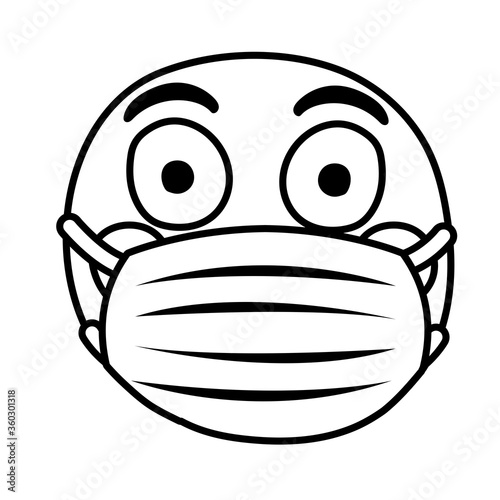 emoji flushed wearing medical mask line style