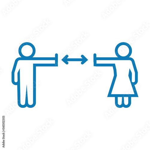 figures humans with arrows social distance line style