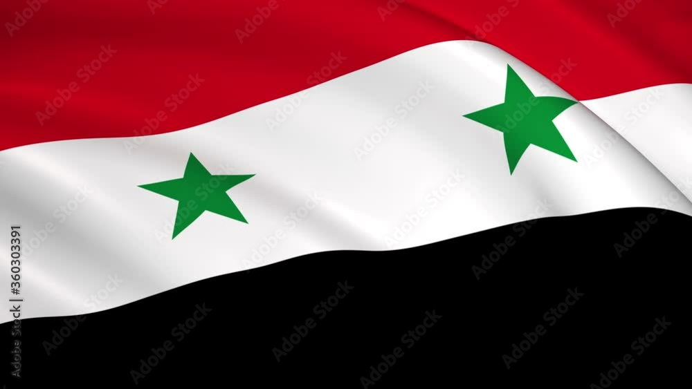 Syria National Flag - 4K seamless loop animation of the Syrian flag. Highly detailed realistic 3D rendering Syria National Flag - 4K seamless loop animation of the Syrian flag. Highly detailed realistic 3D rendering
