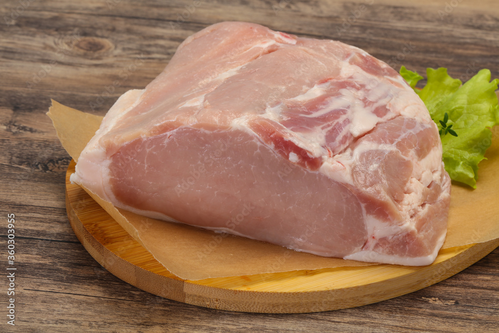 Raw pork meat piece for cooking