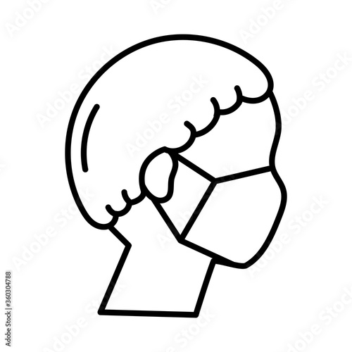 profile man wearign medical mask respiratory accessory line style icon