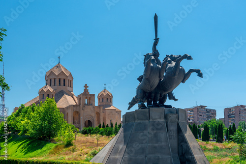 View of the Church of St. Gregory the Illuminator in the center of Yerevan, Armenia