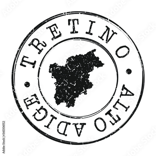 Trentino Alto Adige Italy Stamp Postal. Map Silhouette Seal. Passport Round Design. Vector Icon. Design Retro Travel.
