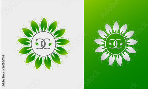 logo letter C green with leaves. unique and simple symbol. .isolated white. modern template. for company brand and graphic design. vector illustration .eps 10