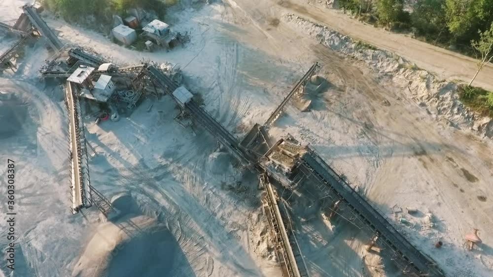 Aerial of conveyer system for transporting ore Aerial of conveyer system for transporting ore
