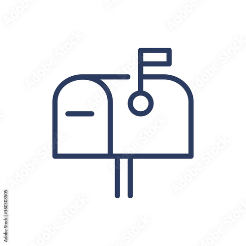 Mail box thin line icon. Mailbox, flag, correspondence isolated outline sign. Message, communication, postal delivery concept. Vector illustration symbol element for web design and apps