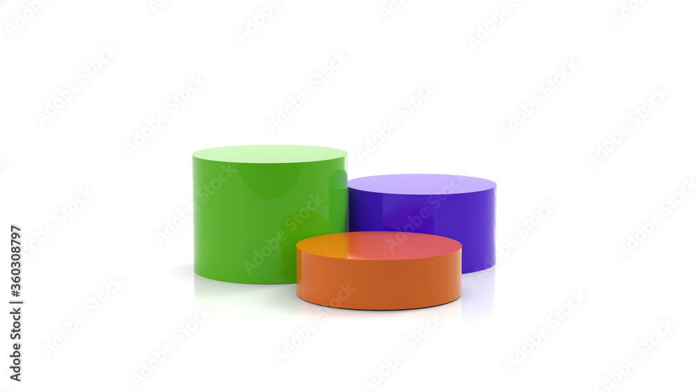 abstract 3d color cylinder on white background