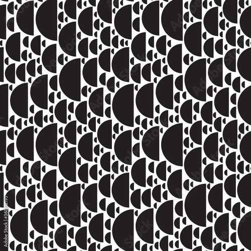 Seamless background with half circles of different sizes. Monochrome. Geometric texture.