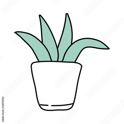 houseplant in ceramic pot line style