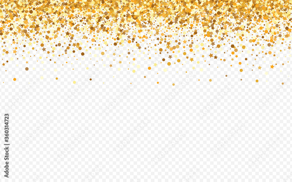 Yellow Confetti Glamour Transparent Background. 