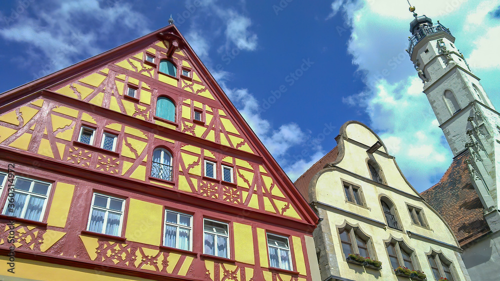 Fototapeta premium Half-timbered houses in Rothenburg ob der Tauber, Germany