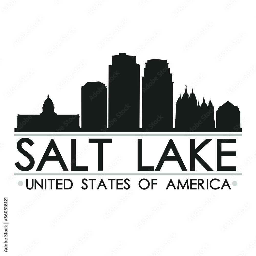 Salt Lake City Utah Skyline Silhouette. Design City Vector Art. Landmark Banner Illustration.