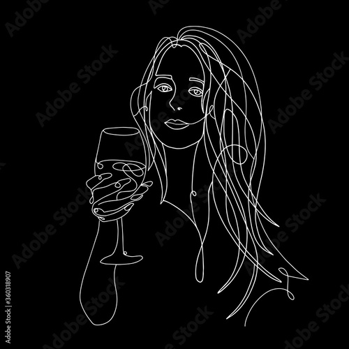 woman beauty minimalist, vector stock one line illustration