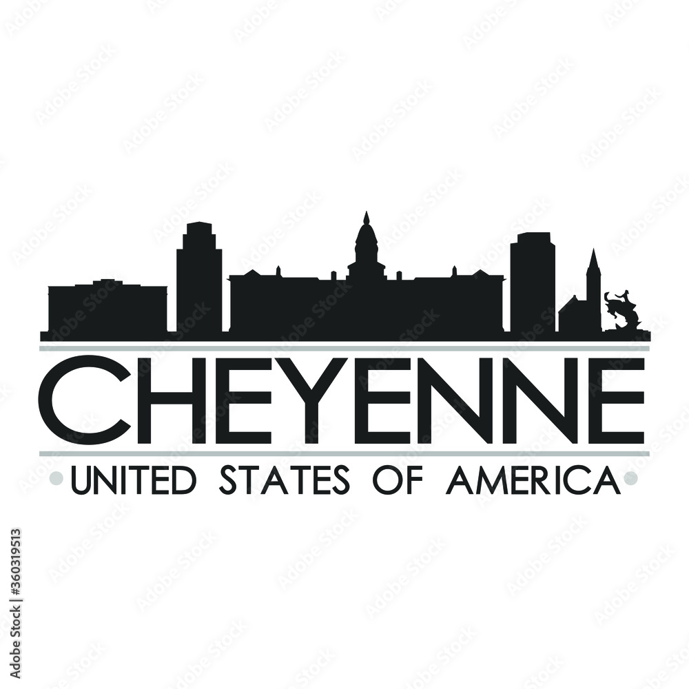 Cheyenne USA Skyline Silhouette Design City Vector Art Famous Buildings