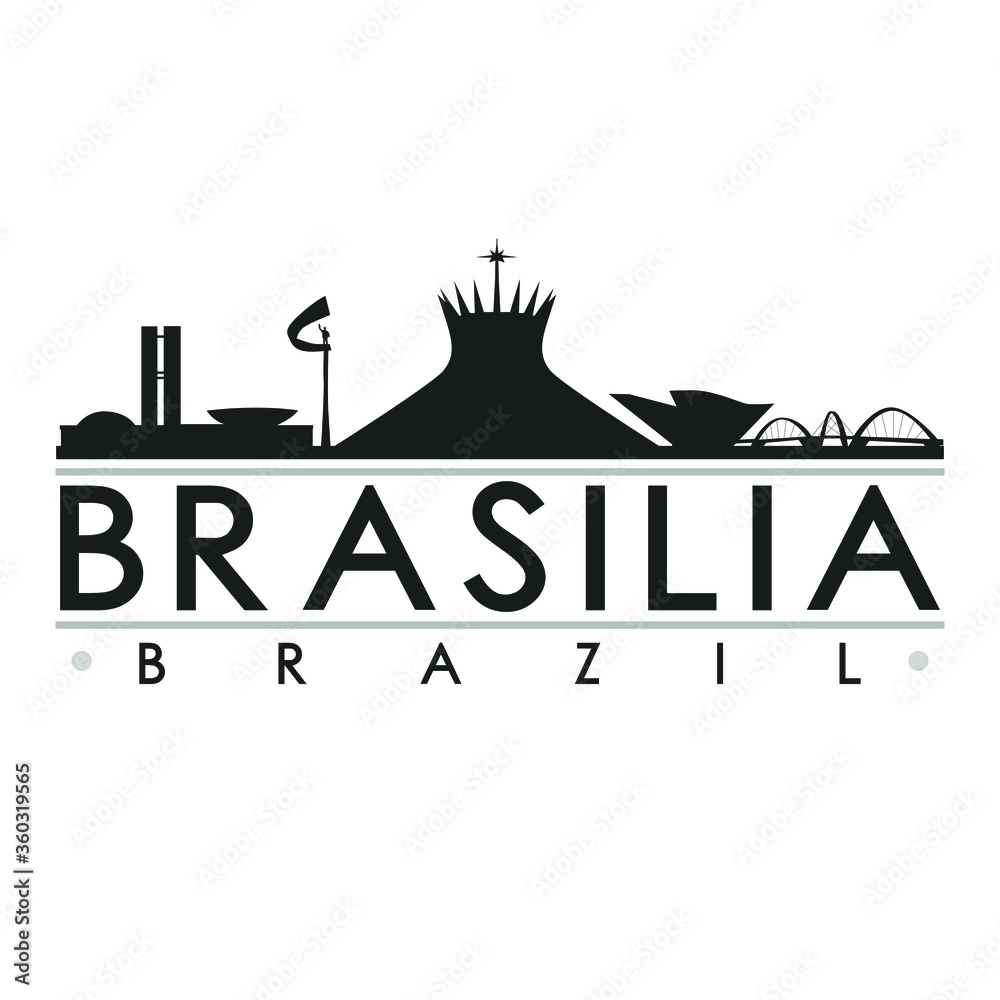 Vetor de Brasilia Brazil Skyline Silhouette Design City Vector Art