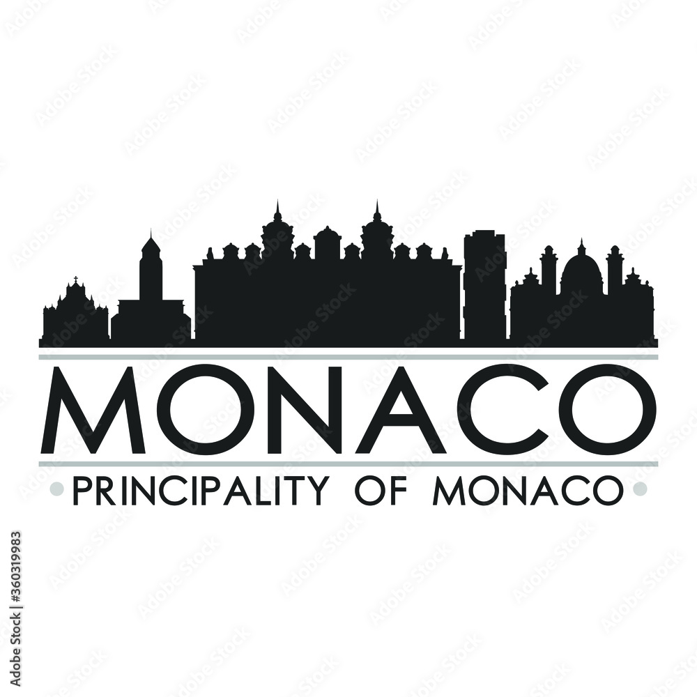 Obraz premium Monaco Skyline Silhouette Design City Vector Art Famous Buildings 