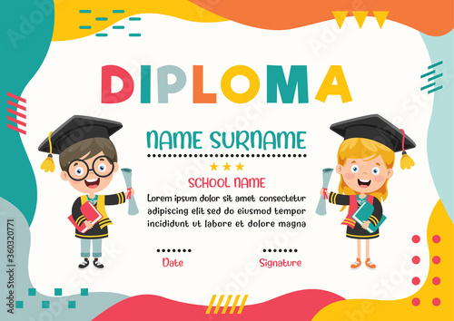 Diploma Certificate For Preschool And Elementary School Kids