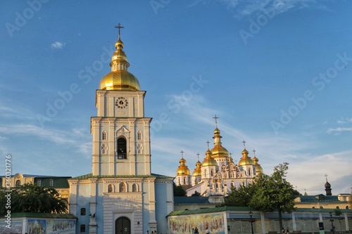 Saint Michael cathedral golden domes Kyiv Ukraine.