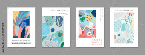 Collection of creative universal artistic cards. Trendy Graphic Design for banner, poster, card, cover, invitation, placard, brochure, flyer. Vector