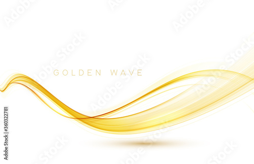 Gold color abstract transparent wave design element