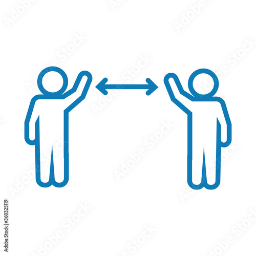 figures humans with arrows social distance line style