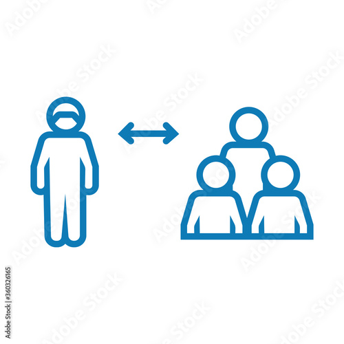 figures humans with arrows social distance line style