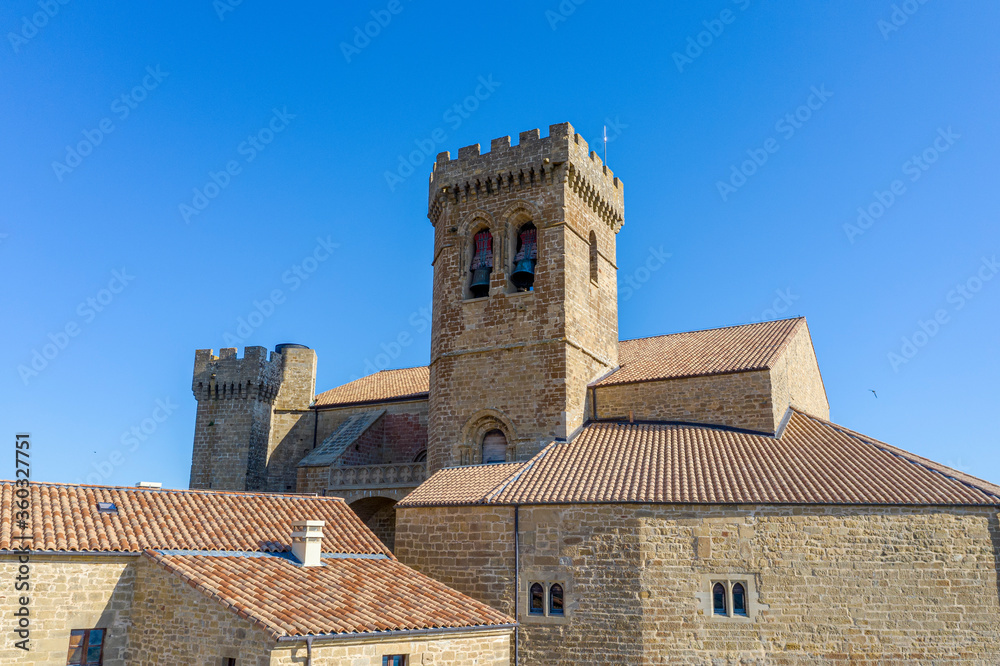 Spanish town Ujue (Uxue in Basque)  fortified church in Navarre, Spain