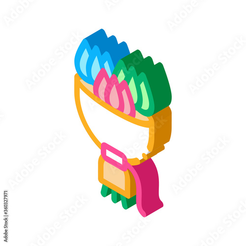 flower bouquet icon vector. isometric flower bouquet sign. color isolated symbol illustration