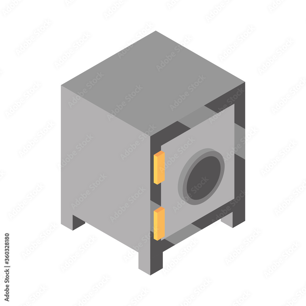 Obraz premium isometric money cash currency safe box banking isolated on white background flat icon