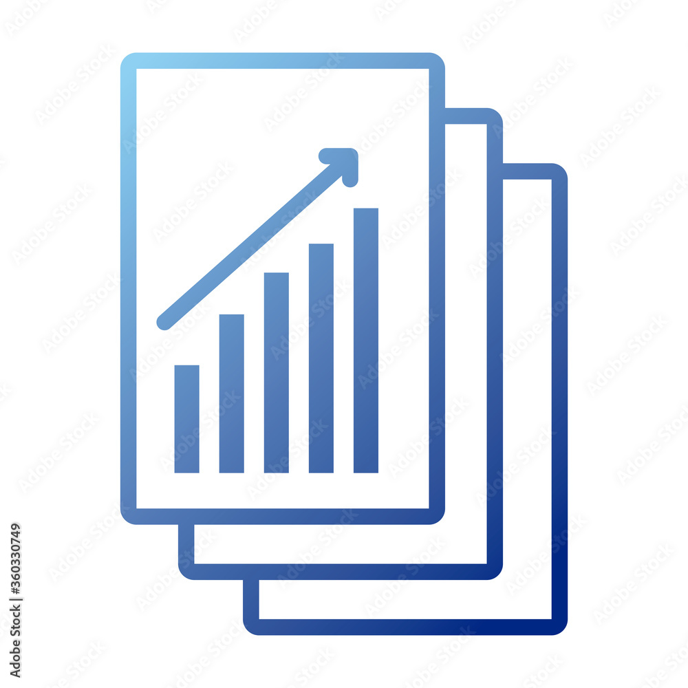 papers documents with statistics bars gradient style icon papers documents with statistics bars gradient style icon