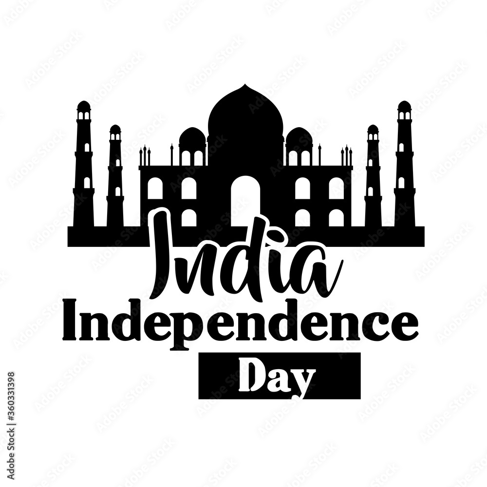 india independence day celebration with taj mahal mosque silhouette style