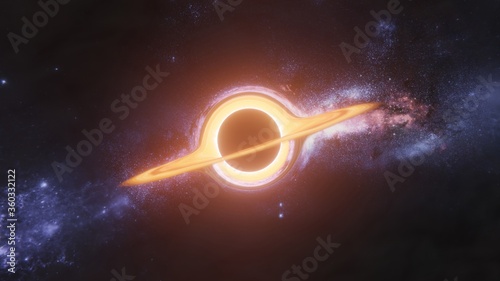 Black hole realistic illustration. 8k resolution space wallpaper. photo