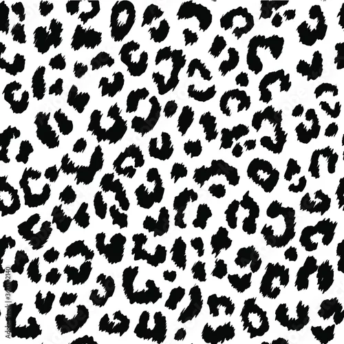 Obraz Black leopard seamless pattern. For printing on fabric, paper, souvenirs, things. Wallpaper, covers, shoes.